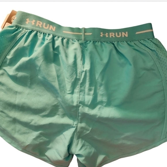 New Under Armour Heat Gear Run Shorts Womens Size XS Blue Teal - Picture 2 of 3